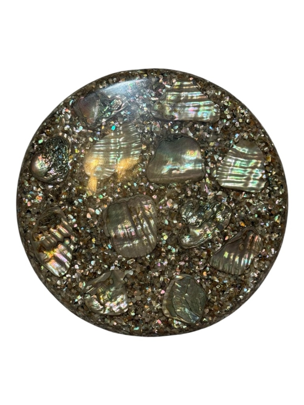 Vintage Plympton's Genuine Abalone Lucite Hot Plate Trivet 7”